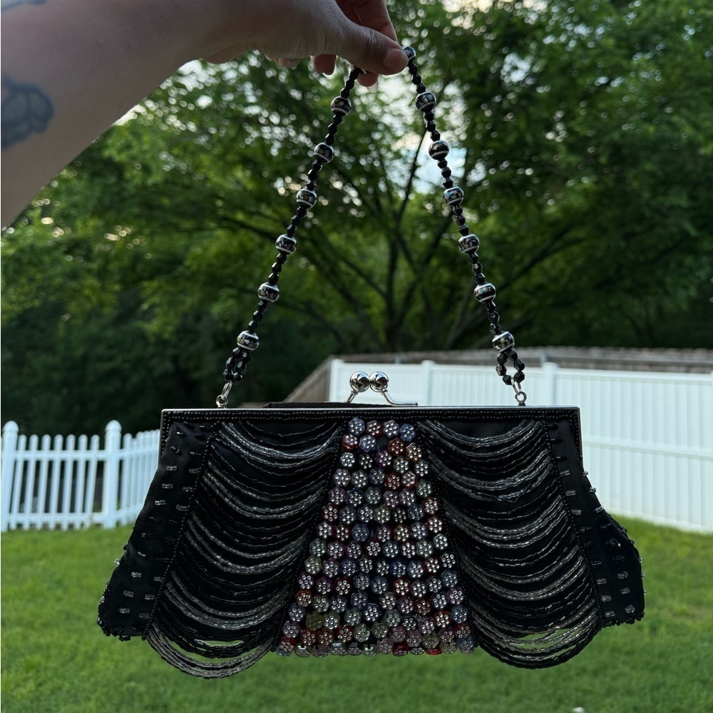 Y2k Elegant Black Beaded Women's Bag